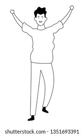 Happy man dancing cartoon