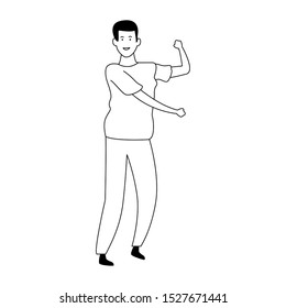 happy man dancing icon over white background, vector illustration