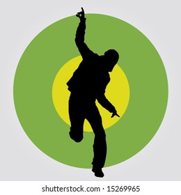 happy man dancing, vector illustration