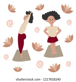 Happy Man Doing Exercising Smiling Boy Stock Vector (Royalty Free