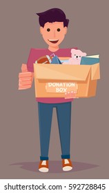 Happy man with donation box