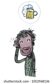 Happy Man Drinking Beer. Vector illustration