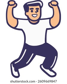 Happy Man in Dynamic Celebration Pose
