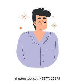 Happy Man with Emotion of Happiness Smiling Showing Facial Expression Vector Illustration