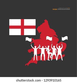 happy man with England flag icon.vector illustration.