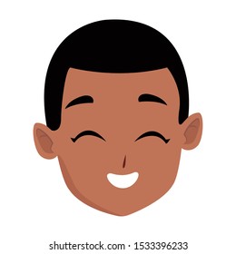 happy man face cartoon icon over white background, colorful design. vector illustration