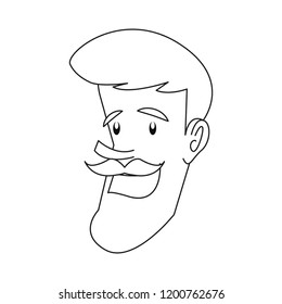happy man face character cartoon