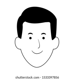 happy man face icon over white background, vector illustration