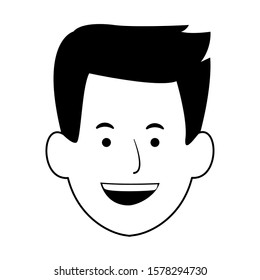 happy man face icon over white background, vector illustration