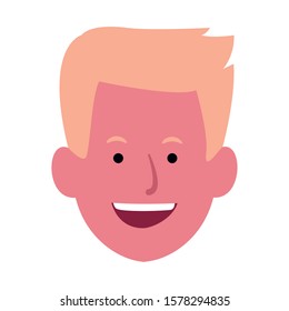happy man face icon over white background, vector illustration