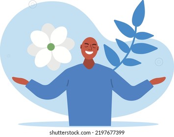 Happy man feel confident, relax,.Vector illustration.