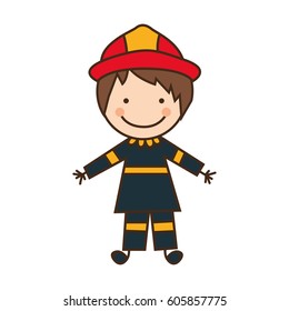 happy man firefighter icon, vector illustration design