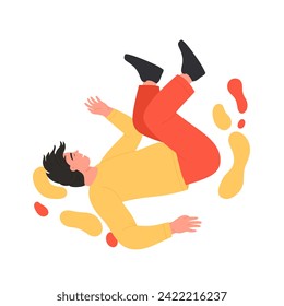 Hombre feliz flotando en el aire. Chico volador, sintiendo libertad en la ilustración vectorial de dibujos animados