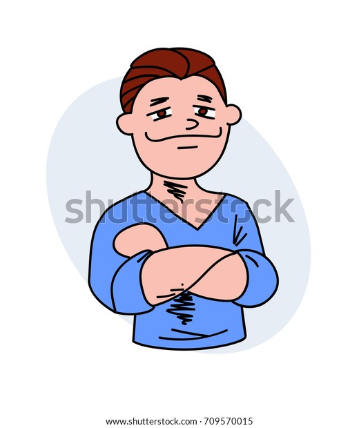 Happy Man Folded Arms Cartoon Hand Stock Vector Royalty Free 709570015 Shutterstock 