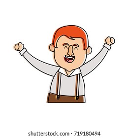 happy man in folk german costume raising arms icon image 