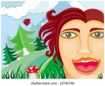 Happy man in the forest. To see similar, please VISIT MY GALLERY.

