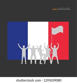 Silhouette People Group Over France Flag Stock Vector (Royalty Free ...