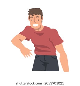 Happy Man Giving Hand for Shaking as Brief Greeting or Parting Tradition Vector Illustration