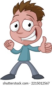 A happy man giving a thumbs up hand gesture cartoon mascot