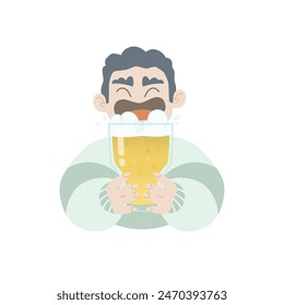 Happy man with a glass of cold beer