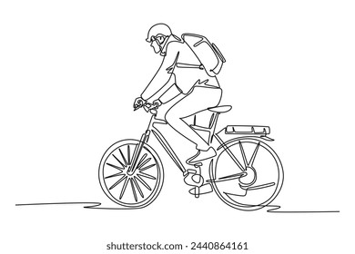 Happy man goes to work by bicycle. office employees work. Work and business minimalist concept. Lifestyle at city. Work life balance.