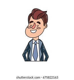 happy man with hairstyle and elegant suit