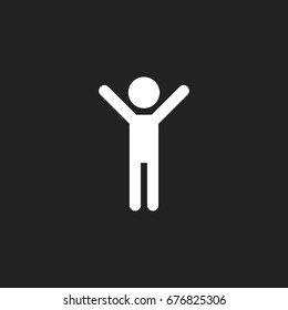 Happy Man With Hands Up Vector Icon. People Happy Sign Illustration.