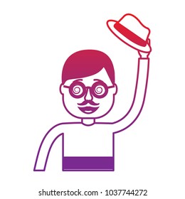 happy man hat and crazy glasses portrait