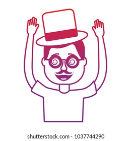 happy man hat and crazy glasses portrait