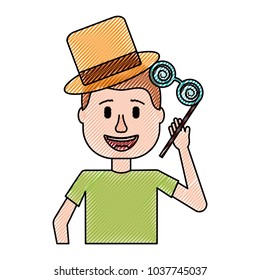 happy man hat and crazy glasses portrait