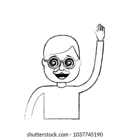happy man hat and crazy glasses portrait