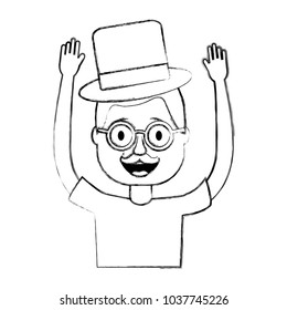 happy man hat and crazy glasses portrait