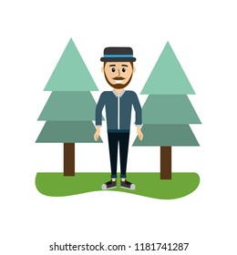happy man with hat style and clothes