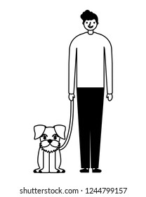 happy man with her pet dog