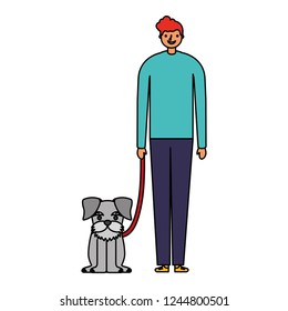 happy man with her pet dog