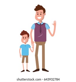 happy man with his son holding hand