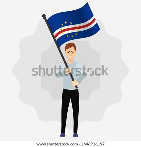 Happy Man Holding Cape Verde Flag