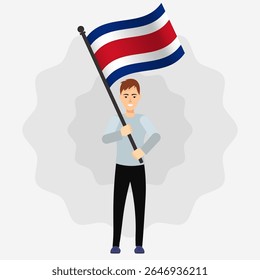 Homem feliz segurando a bandeira da Costa Rica