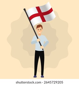 Happy Man Holding England Flag