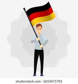 Happy Man Holding Germany Flag