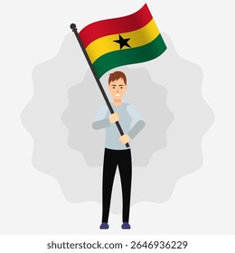 Happy Man Holding Ghana Flag
