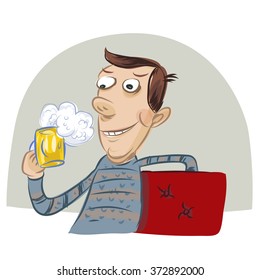 happy man holding a glass of beer