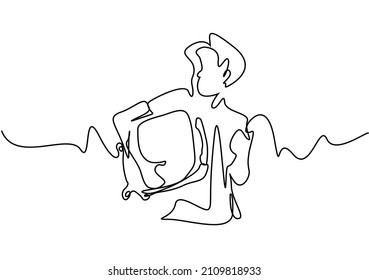 happy man holding holiday bag drawing concept design