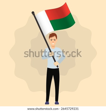 Happy Man Holding Madagascar Flag