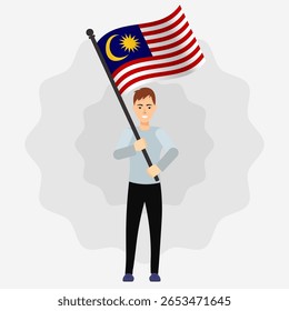 Happy Man Holding Malaysia Flag