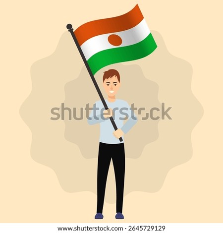 Happy Man Holding Niger Flag