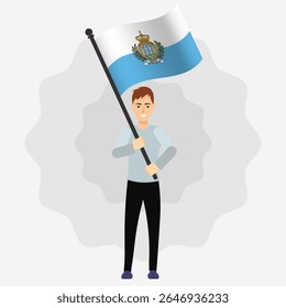 Happy Man Holding San Marino Flag