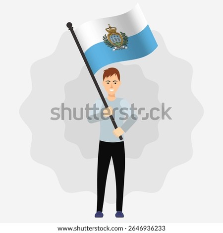 Happy Man Holding San Marino Flag