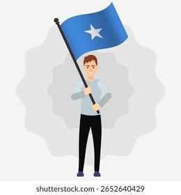 Happy Man Holding Somalia Flag