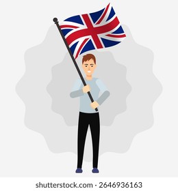 Happy Man Holding United Kingdom Flag
